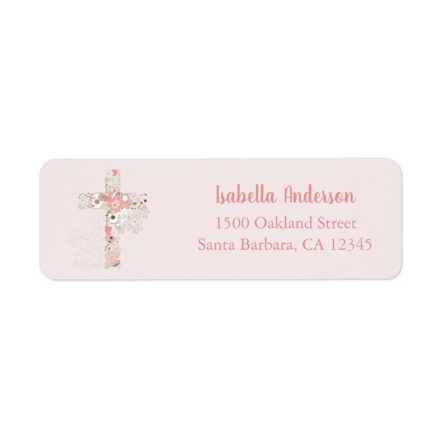 Confirmation Blush Pink Floral Cross  (Front)