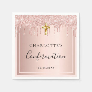 Confirmation blush rose gold name girl napkin