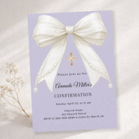 Confirmation bow ivory pearls girl lavender