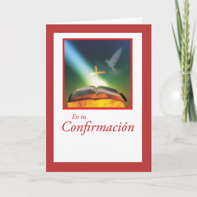 Confirmation Card Spanish  Dove, Bible, Cross (Front)