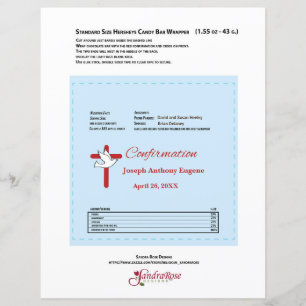 Confirmation Chocolate Candy Bar Wrapper Red Cross