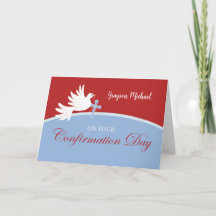 Confirmation Congratulations Boy Dove on Red