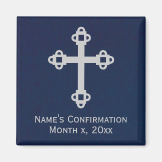 Confirmation Cross Magnet - Blue and Silver