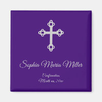 Confirmation Cross Magnet - Purple and Silver