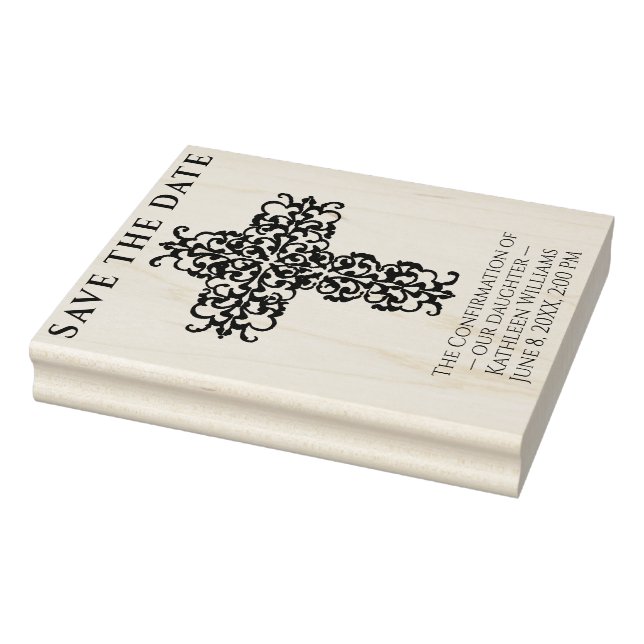 Confirmation Cross Save the Date Christian Rubber Stamp (Stamp)