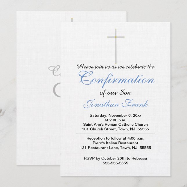 Confirmation Cross Son  Invitation (Front/Back)