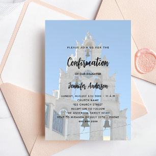 Confirmation custom photo church luxury invitation