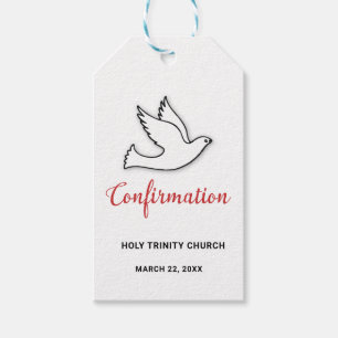 Confirmation Customise Dove with Red Gift Tags