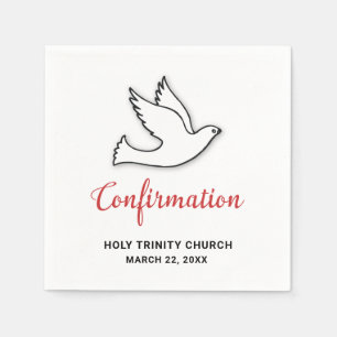 Confirmation Customise Dove with Red Napkin