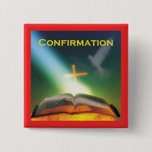 Confirmation Dove, Bible, Cross 15 Cm Square Badge