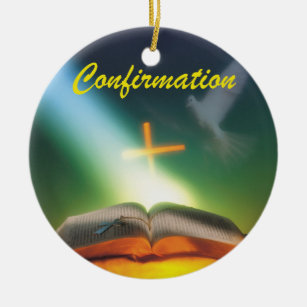 Confirmation Dove, Bible, Cross Ceramic Tree Decoration