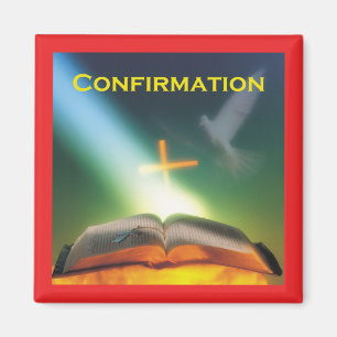 Confirmation Dove, Bible, Cross Magnet