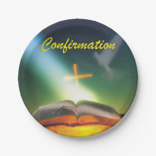 Confirmation Dove, Bible, Cross Paper Plate