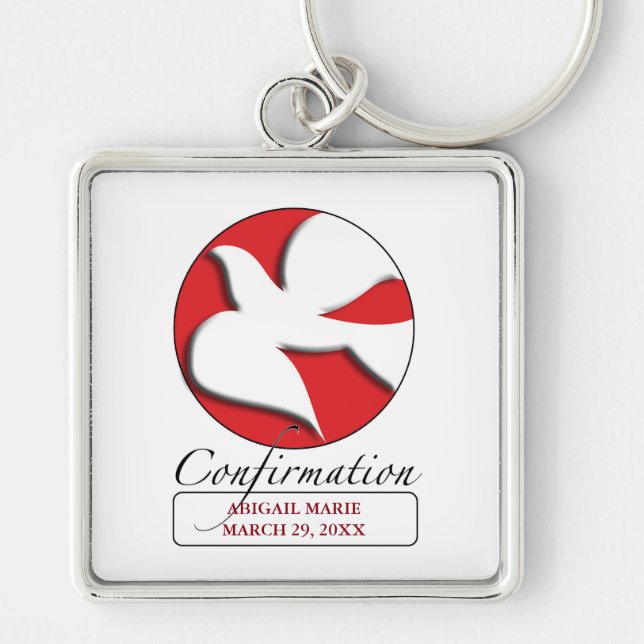 Confirmation, Dove, Custom Square Gift Items Key Ring (Front)