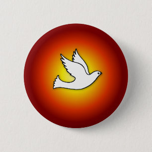 Confirmation Dove with Gold, Red Rays 6 Cm Round Badge