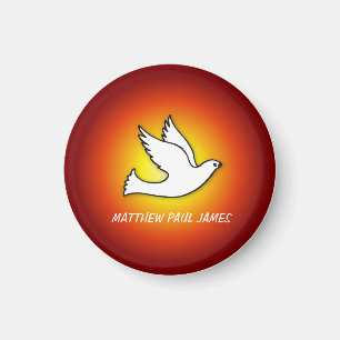 Confirmation Dove with Gold, Red Rays Magnet