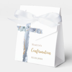 Confirmation dusty blue agate holy cross favour box