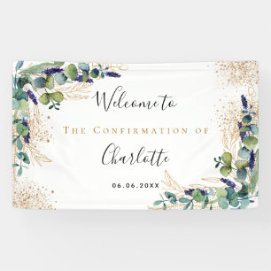 Confirmation eucalyptus greenery girl welcome banner