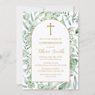 Confirmation Eucalyptus leaves Invitation