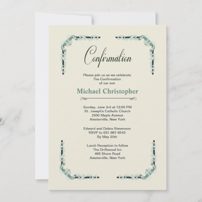 Confirmation European Corners Invitation (Front)