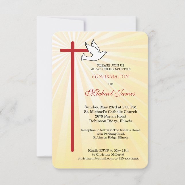 Confirmation for Boy Cross Dove Golden Rays (Front)