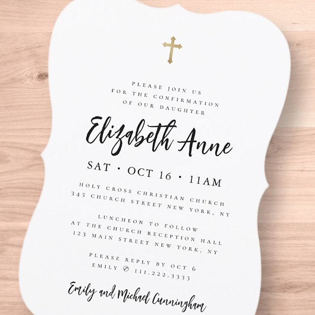 Confirmation For Her Modern Minimalist Cross Invitation (Creator Uploaded)