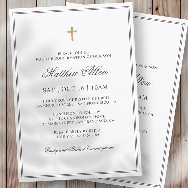 Confirmation For Him | Elegant Classic Cross Invitation (Creator Uploaded)