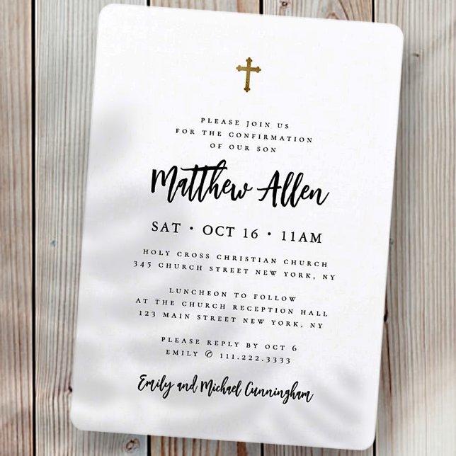 Confirmation For Him Modern Minimalist Cross Invitation (Creator Uploaded)