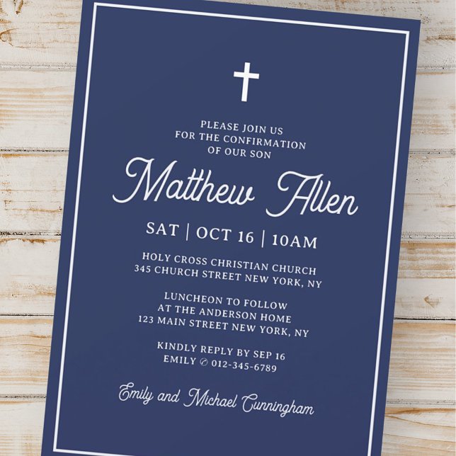 Confirmation For Him Simple Elegant Modern Cross Invitation (Creator Uploaded)