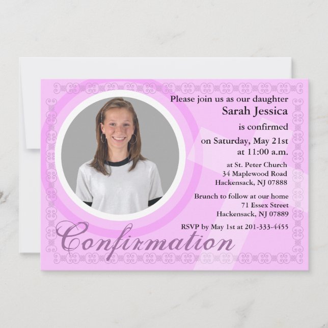 Confirmation Girl Invitation Pink (Front)