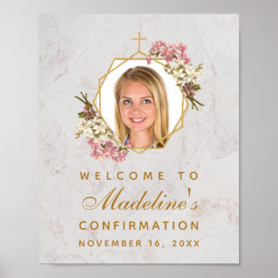 Confirmation Girl Photo Pink Orchids Welcome Sign