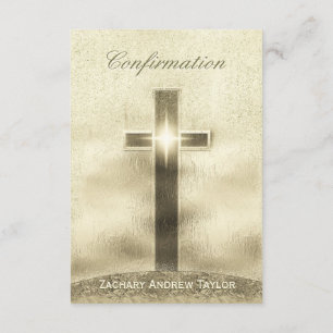 Confirmation Gold Cross on Hill Invitation