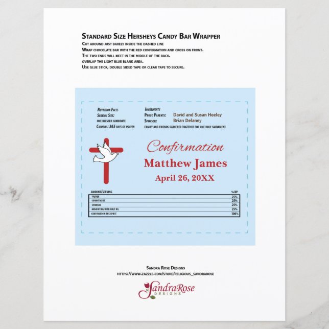 Confirmation Hershey Candy Bar Wrapper Red Cross (Front)