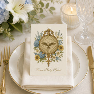 Confirmation Holy Spirit Dove Floral Place Card