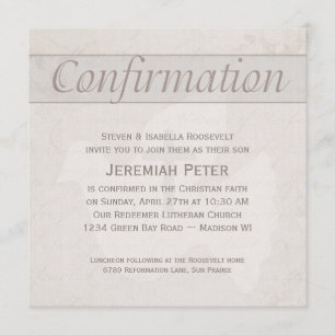 Confirmation Holy Spirit Dove With Cross Taupe Invitation