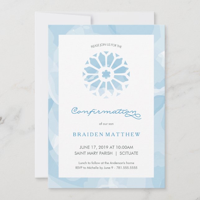 Confirmation Invitation, Boys Religious Invite (Front)