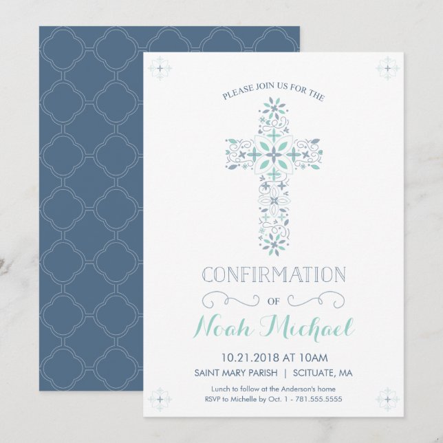 Confirmation Invitation - Catholic Confirm Invite (Front/Back)