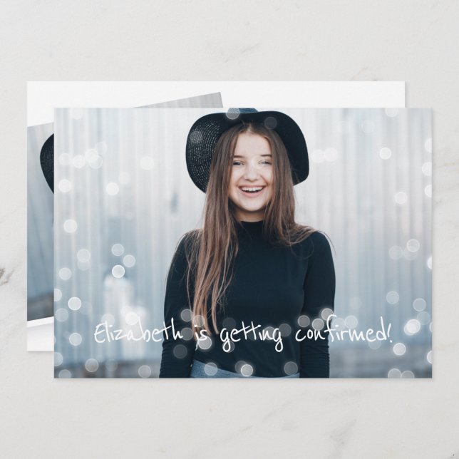 Confirmation Invitation Custom Photo Fairy Lights (Front/Back)