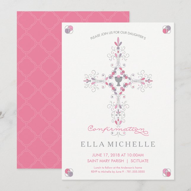 Confirmation Invitation - Girl's Custom Invite (Front/Back)
