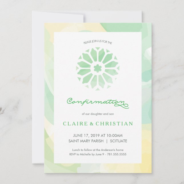 Confirmation Invitation, Girls or Boys (Twins) Invitation (Front)