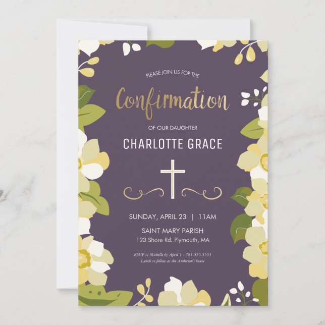 Confirmation Invitation, Girl's, Personalise Invitation (Front)