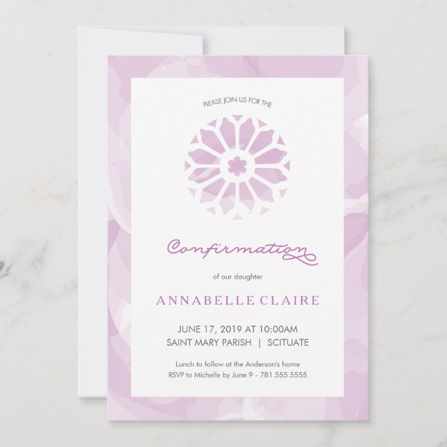 Confirmation Invitation, Girls Religious Invite (Front)