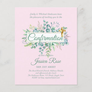 Confirmation Invitations Eucalyptus Greenery Budge