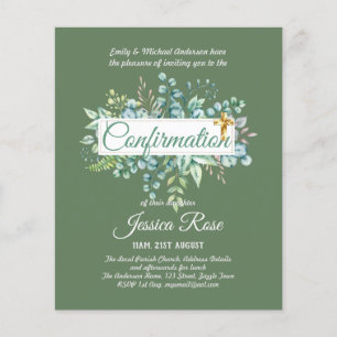 Confirmation Invitations Eucalyptus Greenery Budge