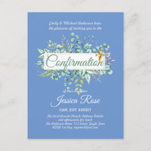 Confirmation Invitations Eucalyptus Greenery Budge