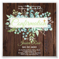 Confirmation Invitations Eucalyptus Greenery Budge