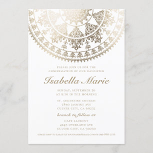 Confirmation Invitations   Gold Foil Mandala