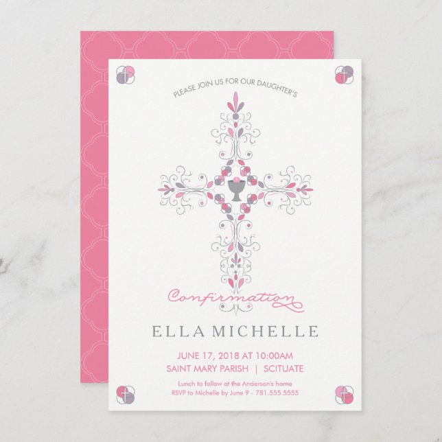 Confirmation Invite - Custom Invitation, Girl (Front/Back)