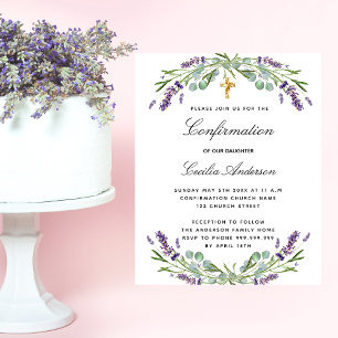 Confirmation lavender floral budget invitation flyer