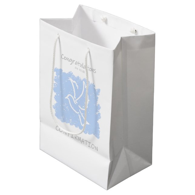 Confirmation medium gift bag - blue (Front Angled)